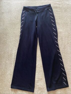 Lauren Ralph Lauren Navy Wide-Leg Sweatpants with White Side Stripe